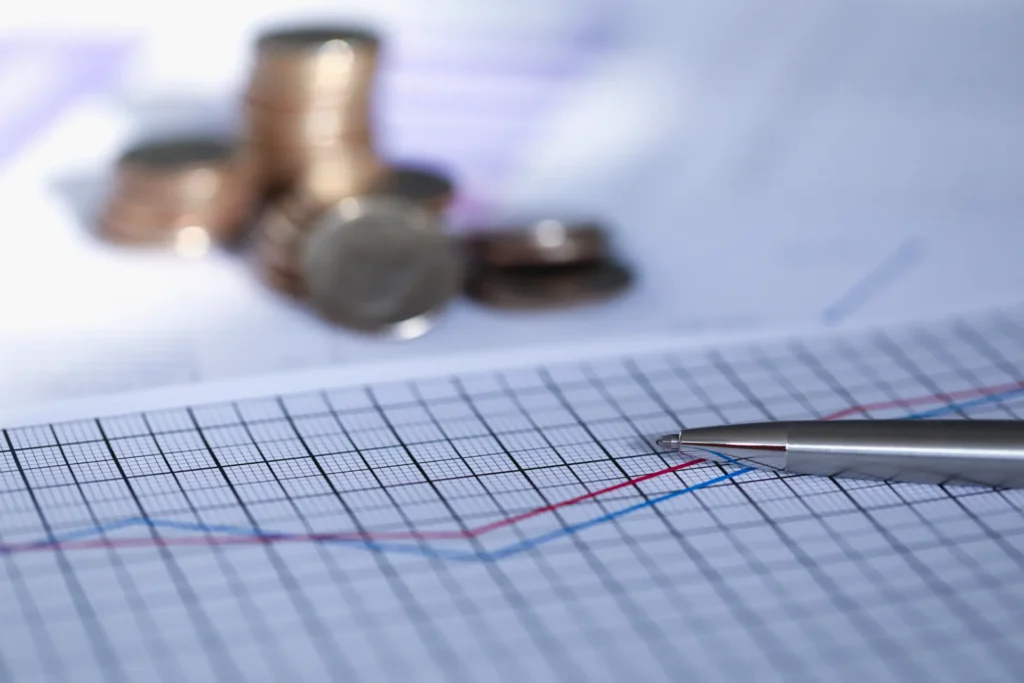 Finanzdiagramm, das die Kostensenkung des Unternehmens zeigt